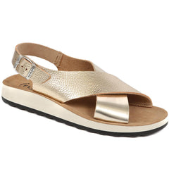 Metallic Cross Strap Sandals - FLY39011 / 324 758